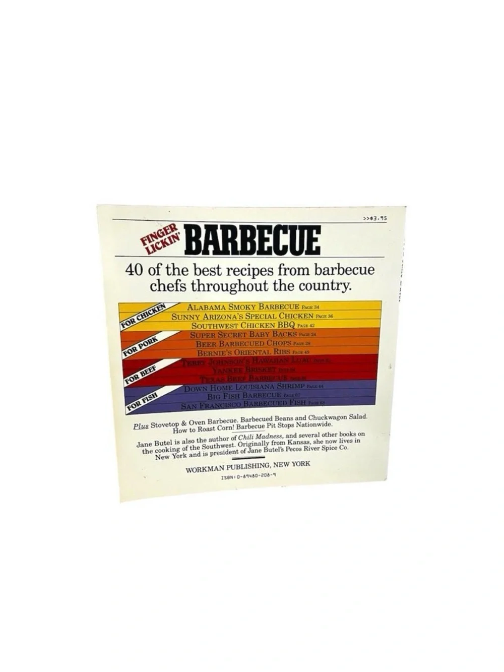 Finger Lickin', Rib Stickin', Great Tastin' Barbecue Jane Butel (1982 Paperback)